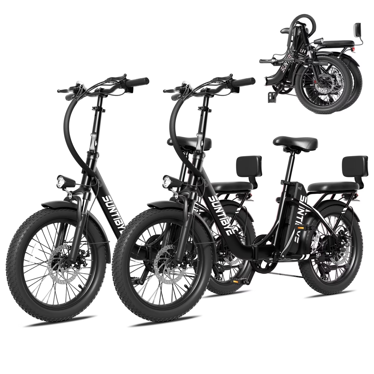 SUNTIBYE SE1 Folding Electric Bikes Set of 2, 48V 15Ah Peak 1500W, 28MPH Ebike for Adults with 20" Fat Tires, E-Mountain Bike, UL2849