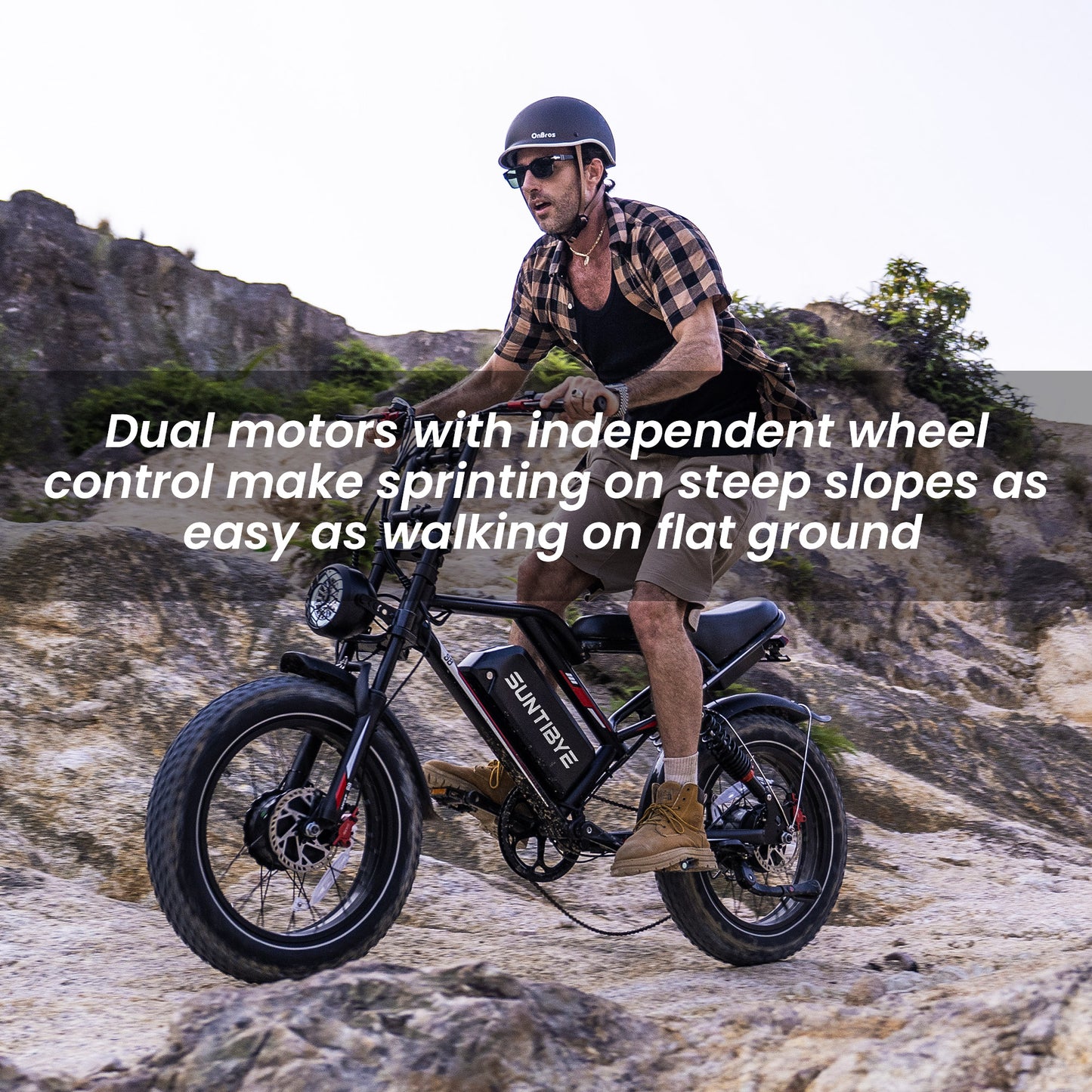 SUNTIBYE S8 Electric Bike Dual Motor for Adults, Peak 3000W Electric Mountain Bike, 20" Fat Tire Adult Electric Bicycle with 48V 25AH Battery, 7 Speed, Front Suspension,UL2849