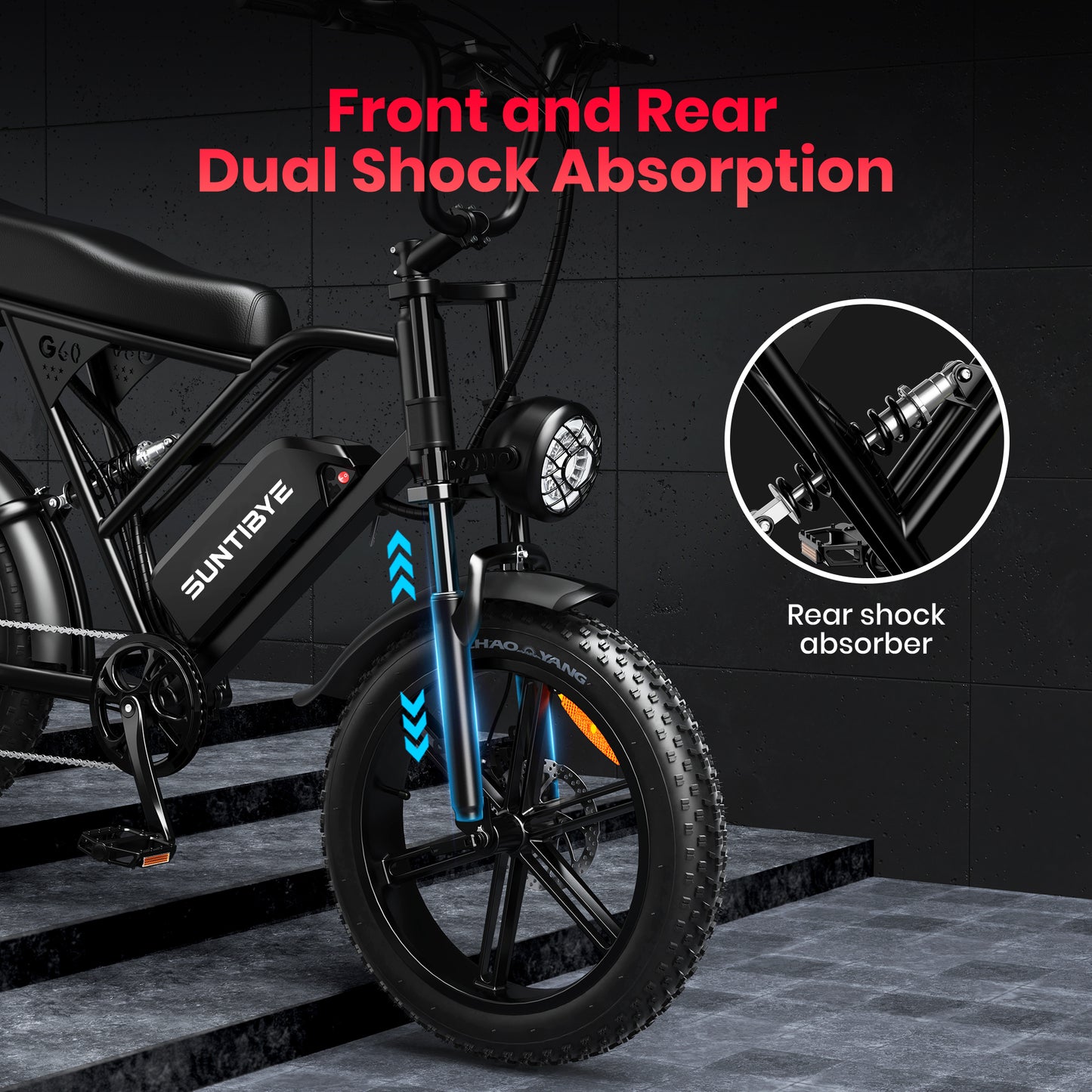 SUNTIBYE V9-G60 Retro Electric Mountain Bike 20in x 4.0 Fat Tire Peak 1500W Ebike 48V 20Ah UL2849