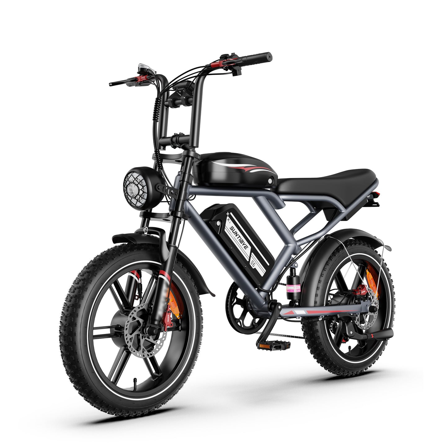 SUNTIBYE S6 Electric Bike for Adults, 20" Fat Tire E-Mountain Bicycle, Peak 3000W Dual Motor 52V 50AH 7-Speed Ebike UL2849