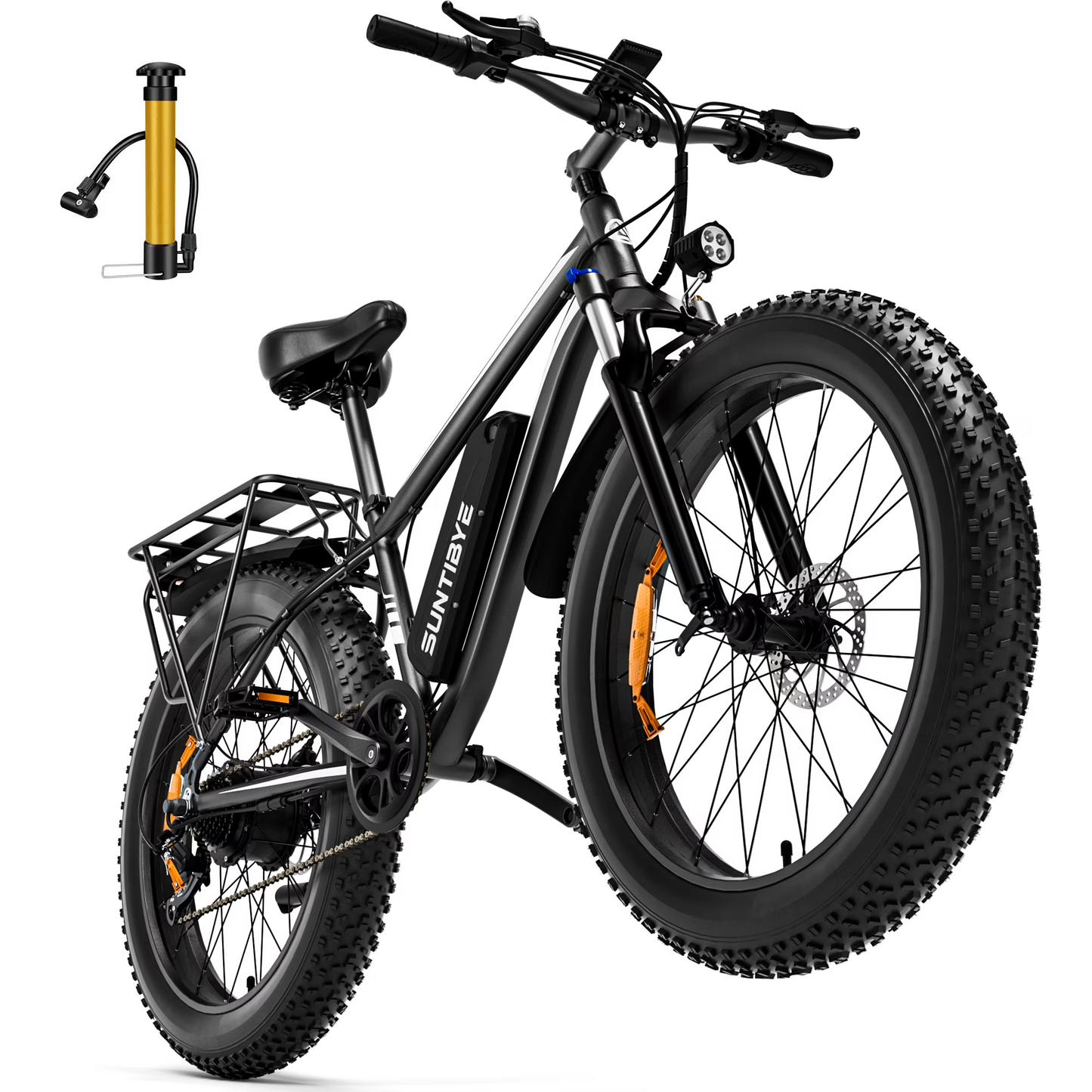 SUNTIBYE EB26 Electric Bike 26" Fat Tire Ebike for Adults, 65miles / 28mph Peak 1500W E-mountain Bicycle,48V 15Ah UL2849, Black