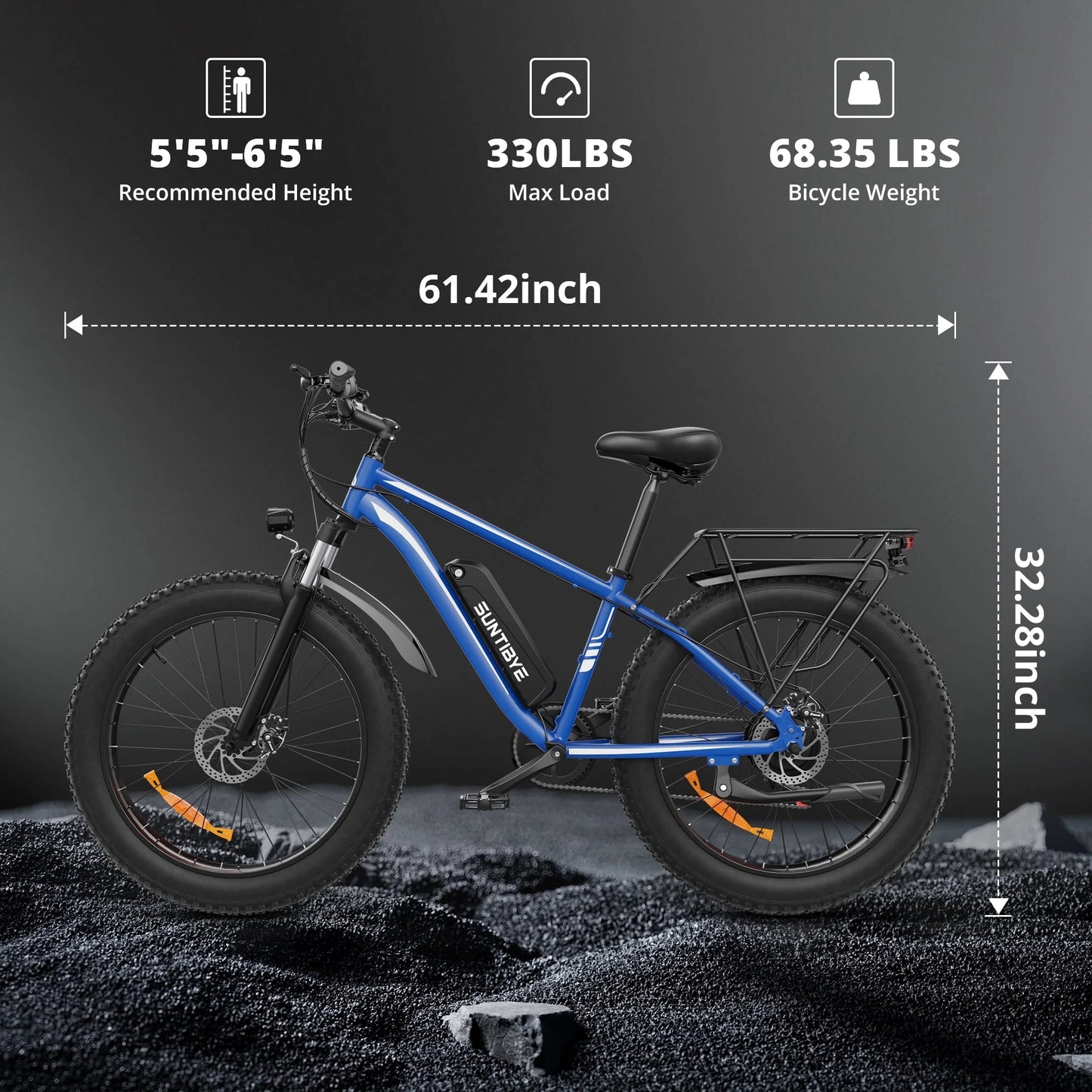 SUNTIBYE EB26 2PCS Electric Bike for Adult 26”*4 Fat tire, 1000W E-Mountain Bike 48V 15AH UL2849