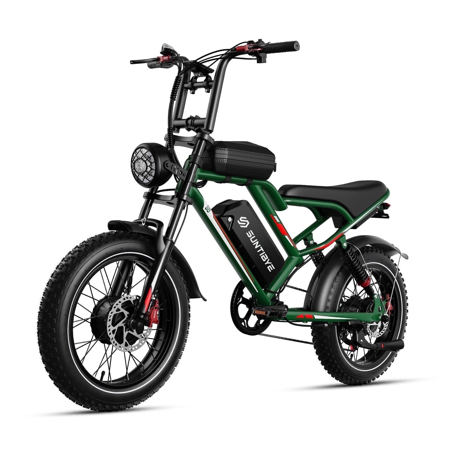 SUNTIBYE S8 Electric Bike Dual Motor for Adults, Peak 3000W Electric Mountain Bike, 20" Fat Tire Adult Electric Bicycle with 48V 25AH Battery, 7 Speed, Front Suspension,UL2849