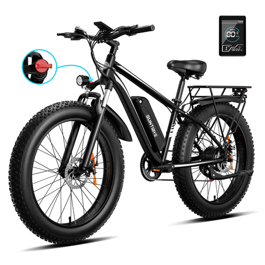 SUNTIBYE EB26 Electric Bike for Adults, 26*4.0 Fat Tire E-Mountain Bicycle,Peak 1500W Motor 48V 15Ah 7-Speed Ebike UL2849