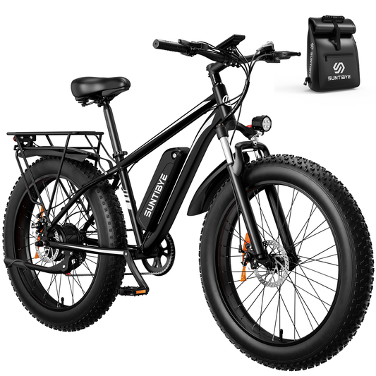 SUNTIBYE EB26 Electric Bike 26" Fat Tire Ebike for Adults, 65miles / 28mph Peak 1500W E-mountain Bicycle,48V 15Ah UL2849, Black