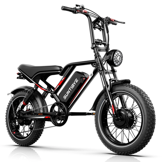SUNTIBYE S8 Electric Bike, 3000W Dual Motor Ebike for Adults, 32mph / 75miles, 20" Fat Tire Mountain Bike,7-Speed 48V 25AH UL2849