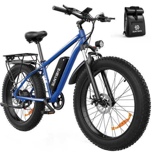 SUNTIBYE EB26 Electric Bike 26" Fat Tire Ebike for Adults, 65miles / 28mph Peak 1500W E-mountain Bicycle,48V 15Ah UL2849, Blue