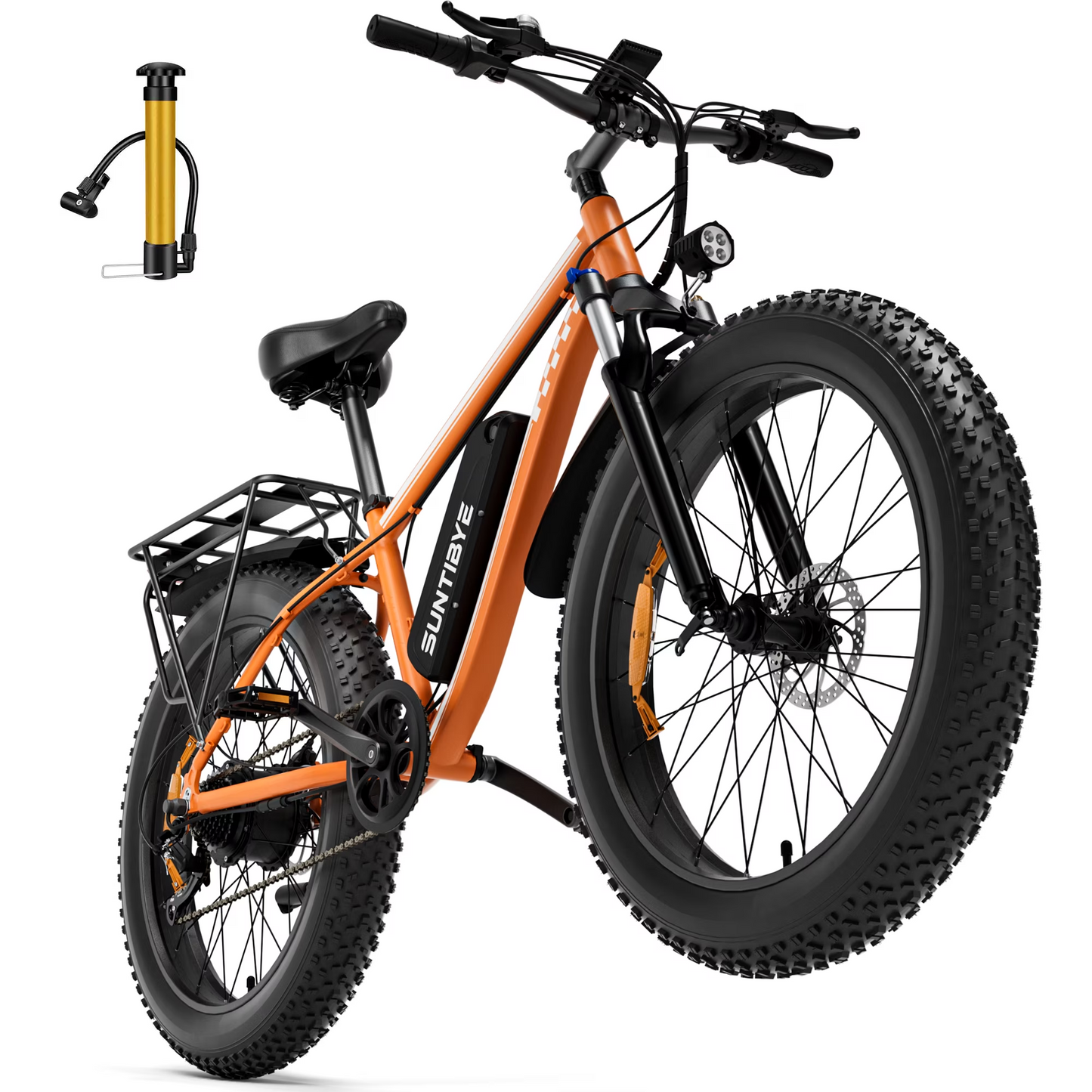SUNTIBYE EB26 Electric Bike 26" Fat Tire Ebike for Adults, 65miles / 28mph Peak 1500W E-mountain Bicycle,48V 15Ah UL2849, Orange